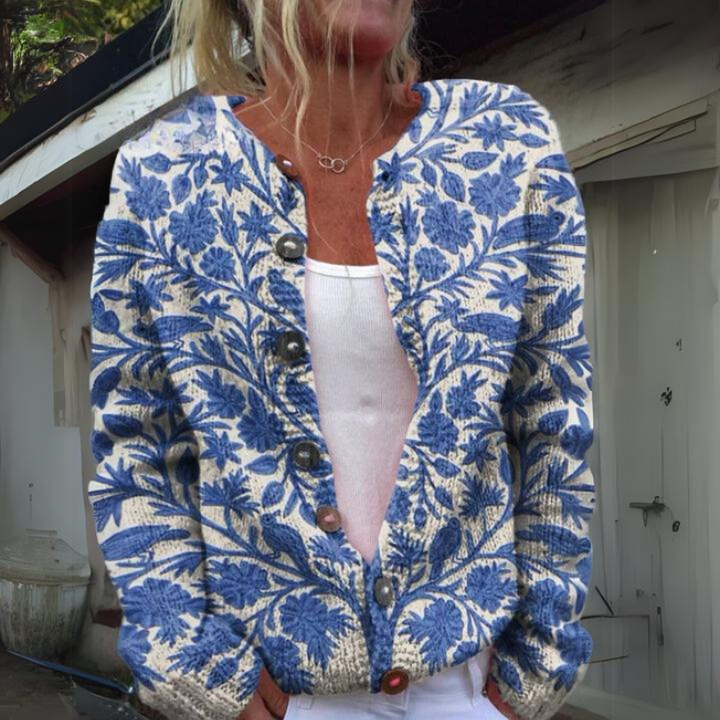 Leilani | Long Sleeve Warm Floral Cardigan with Buttons