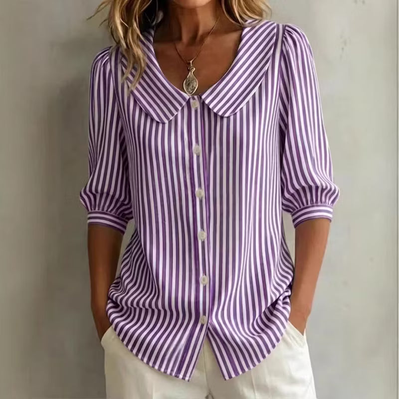 Women's Striped Shirt with Buttons