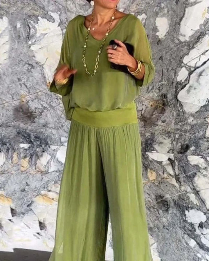 Jolia | Women's Loose V-Neck Two Piece Boho Set