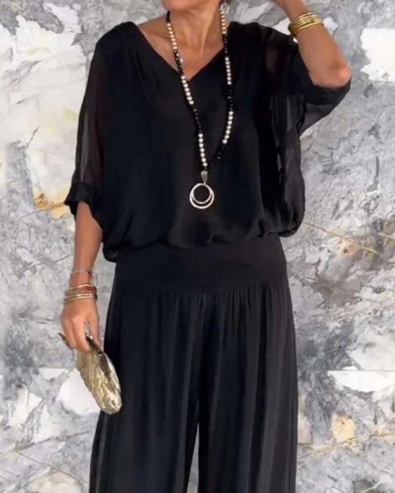 Jolia | Women's Loose V-Neck Two Piece Boho Set