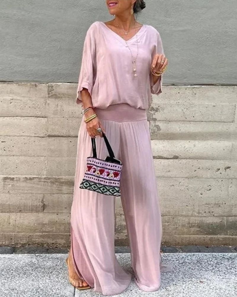 Jolia | Women's Loose V-Neck Two Piece Boho Set