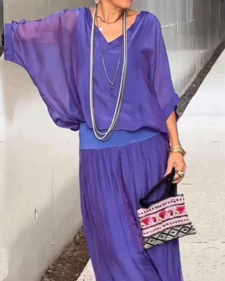 Jolia | Women's Loose V-Neck Two Piece Boho Set