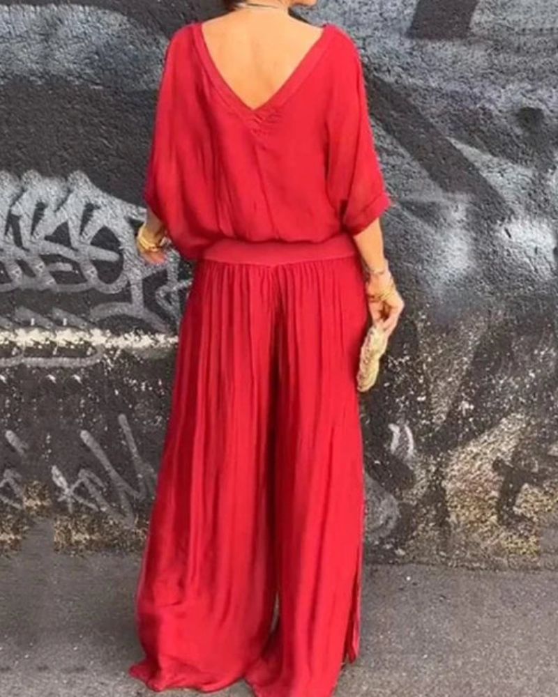 Jolia | Women's Loose V-Neck Two Piece Boho Set