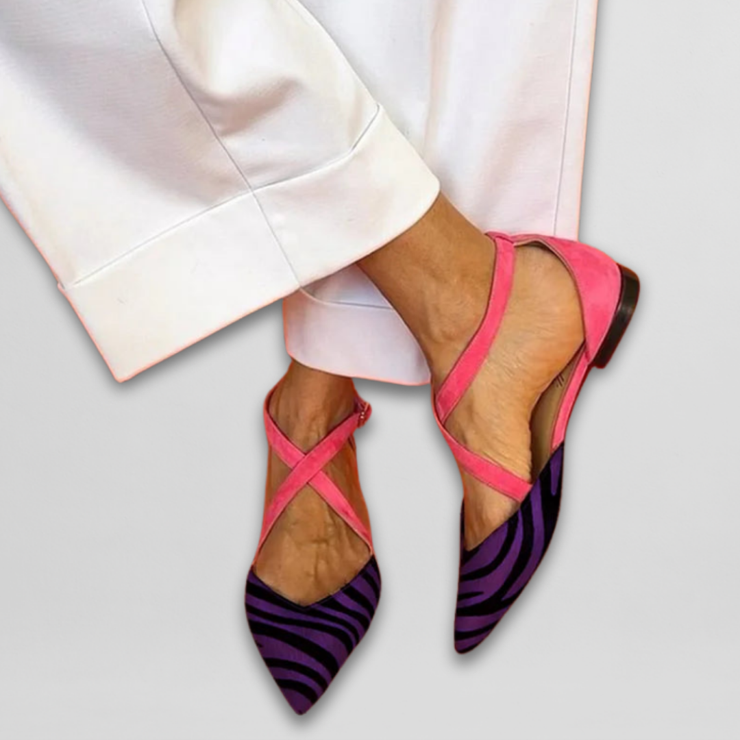 Fenna | Women's Zebra Print Ballerinas with straps