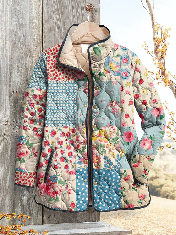 Quilted | Women's Relaxed Vintage Charming Floral Jacket Casual
