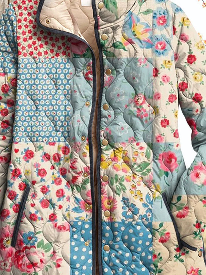 Quilted | Women's Relaxed Vintage Charming Floral Jacket Casual