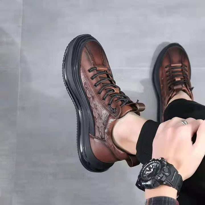 Men's Crocodile Print Lace-Up Sneakers