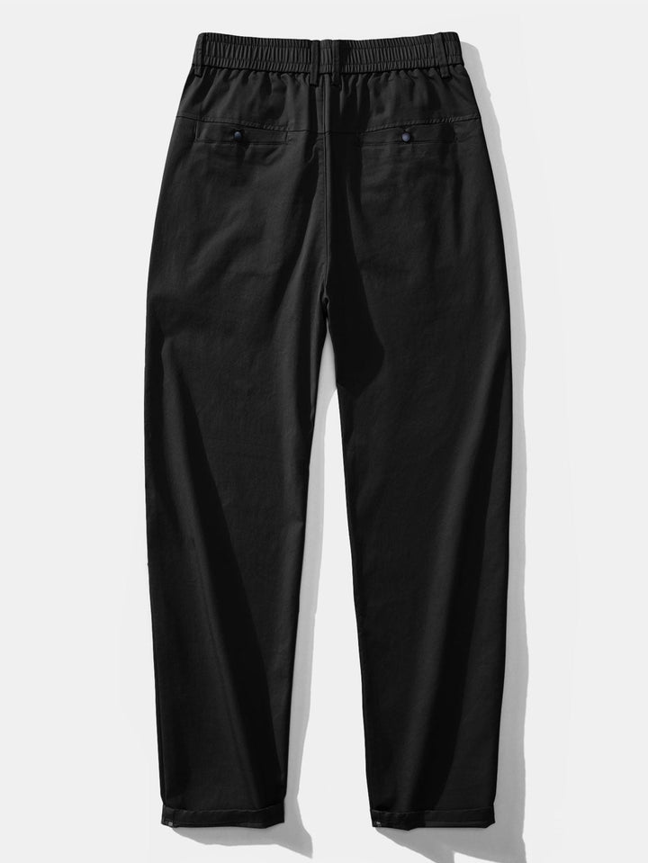 Men's Short Sleeve Zip Polo & Elastic-Waist Straight-Leg Pants Set