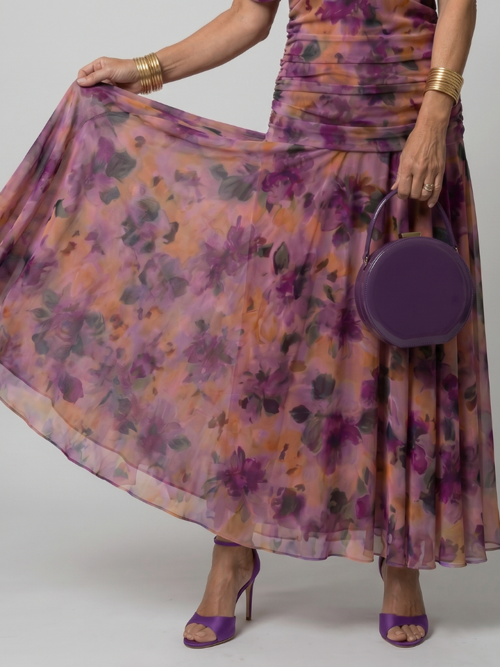 Calen | Elegant Off-Shoulder Midi Dress with Flowing Design