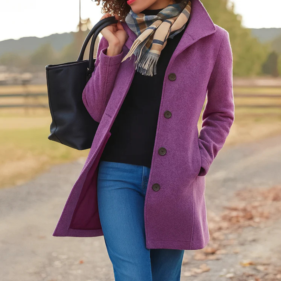 Vera | Women's Classic Mid-Length Button Coat with Buttons