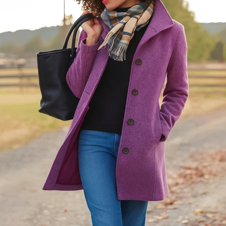 Vera | Women's Classic Mid-Length Button Coat with Buttons