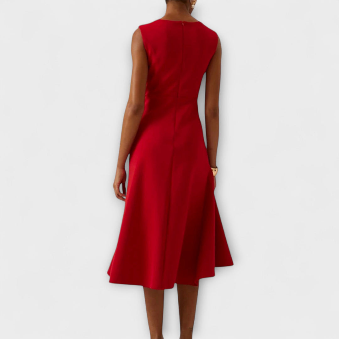 Juliette | Women's Sleeveless Elegant Draped Asymmetrical Midi Dress