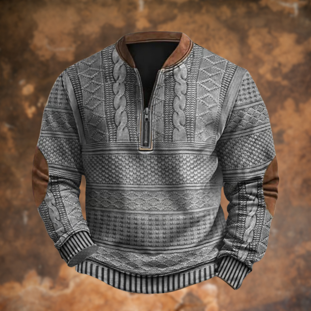 Ford | Men's Striped Textured Half-Zip Pullover Sweater