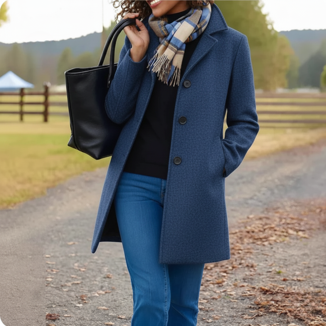 Vera | Women's Classic Mid-Length Button Coat with Buttons