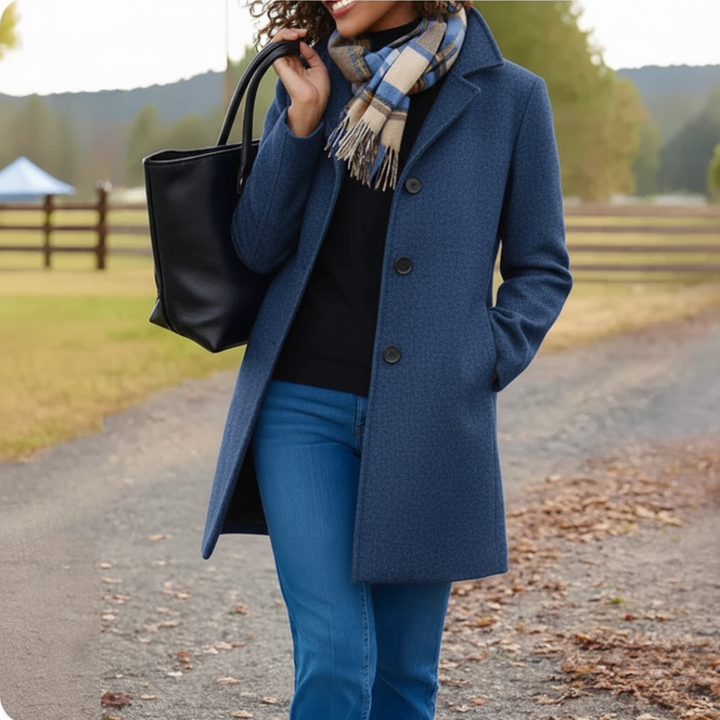 Vera | Women's Classic Mid-Length Button Coat with Buttons