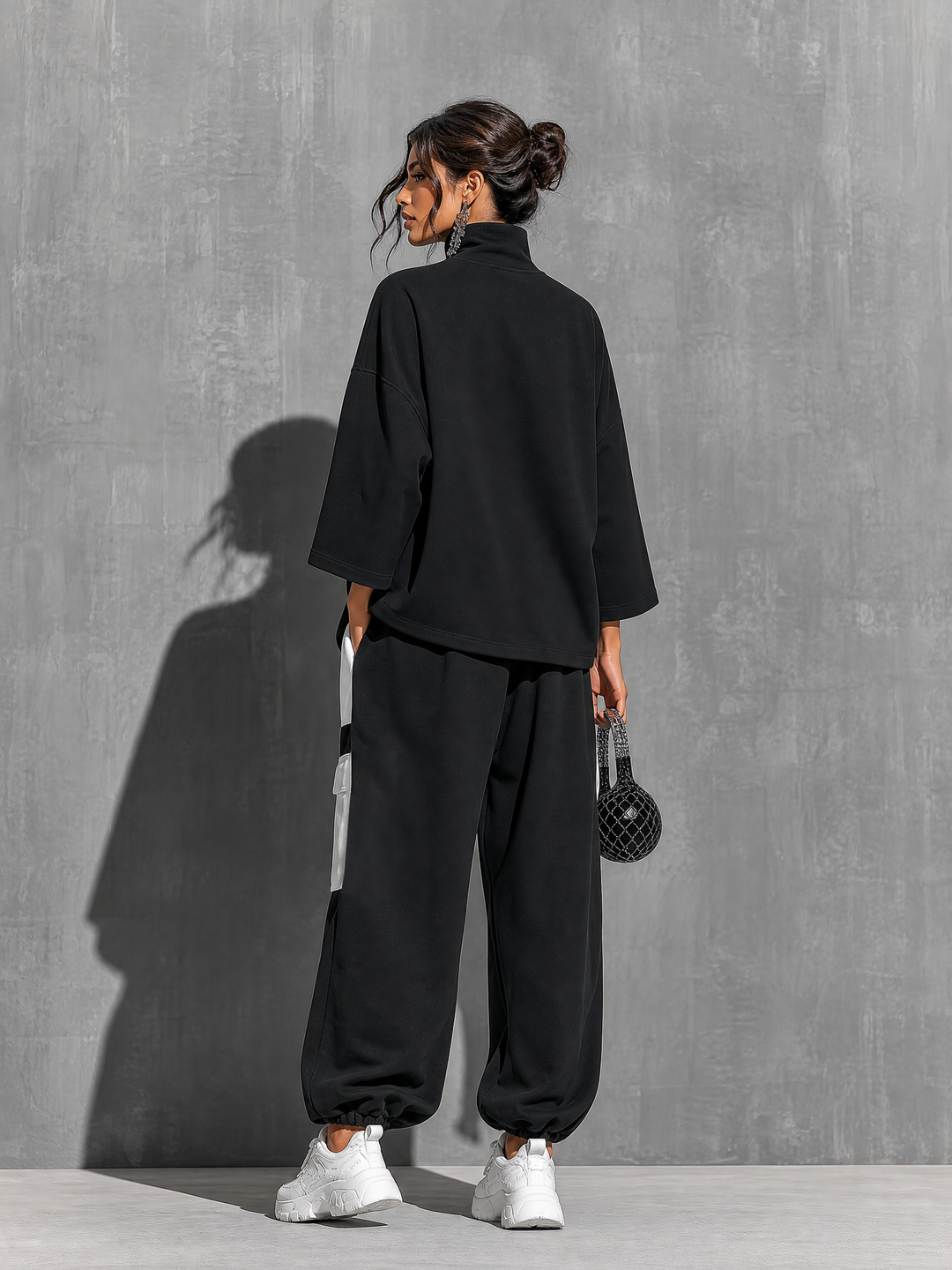 Women's Sweatshirt & Jogger Cargo Pants Set with Pockets