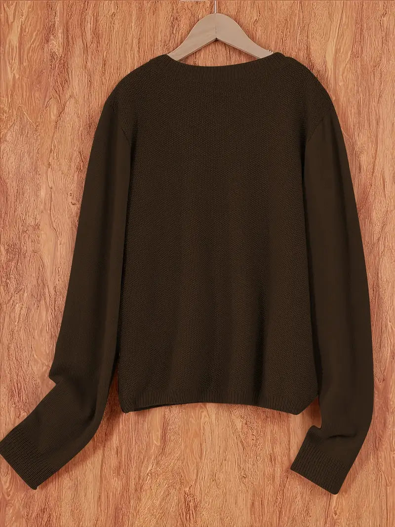 Eugenia | Women's Round Neck Cardigan with Buttons and Pocket