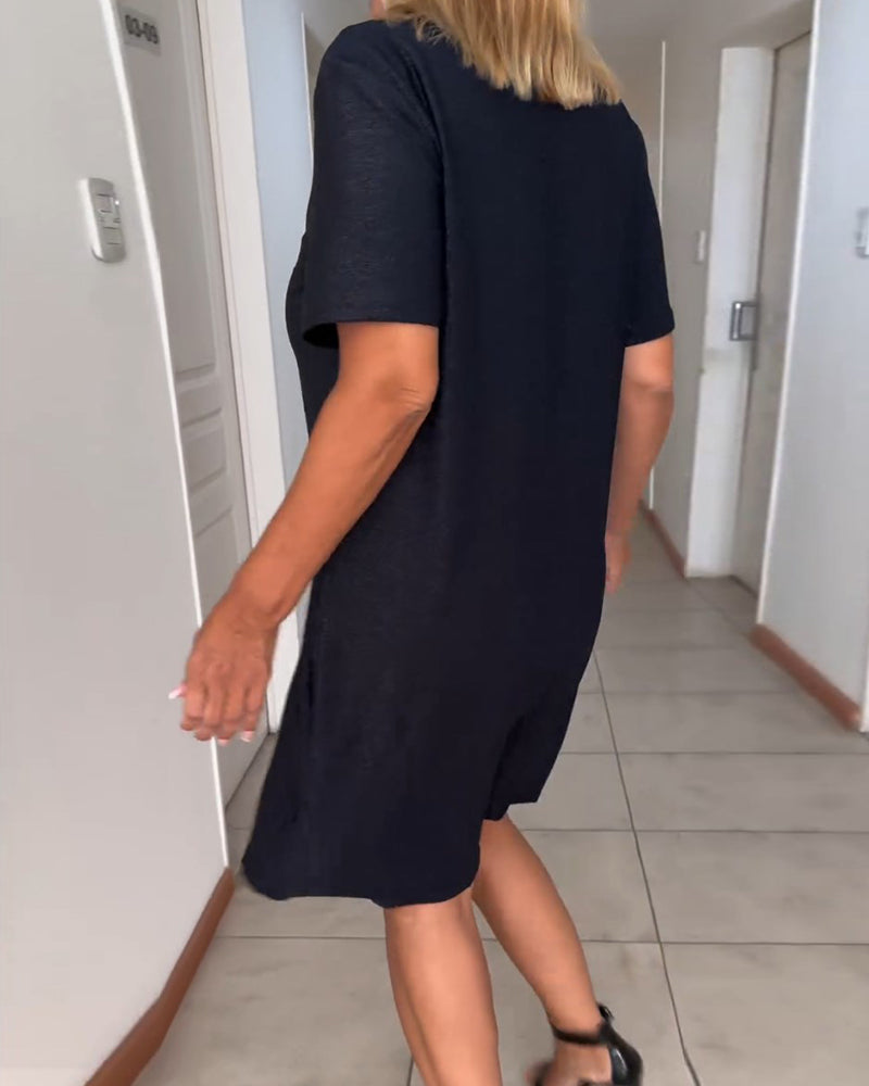 Els | Women's Mini Dress with Short Sleeves and V-Neck