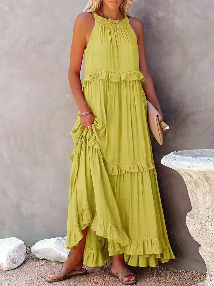 Landry | Women's Mini Chic Ruffle Trim Sleeveless Dress