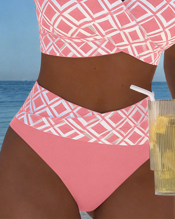 Martina | Women's Plaid Pattern Bikini with High-Waisted Briefs