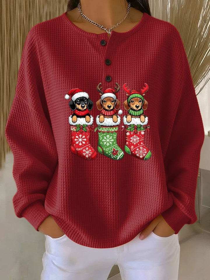 Grethe | Women's Vintage Christmas Sweater with Dog Motif