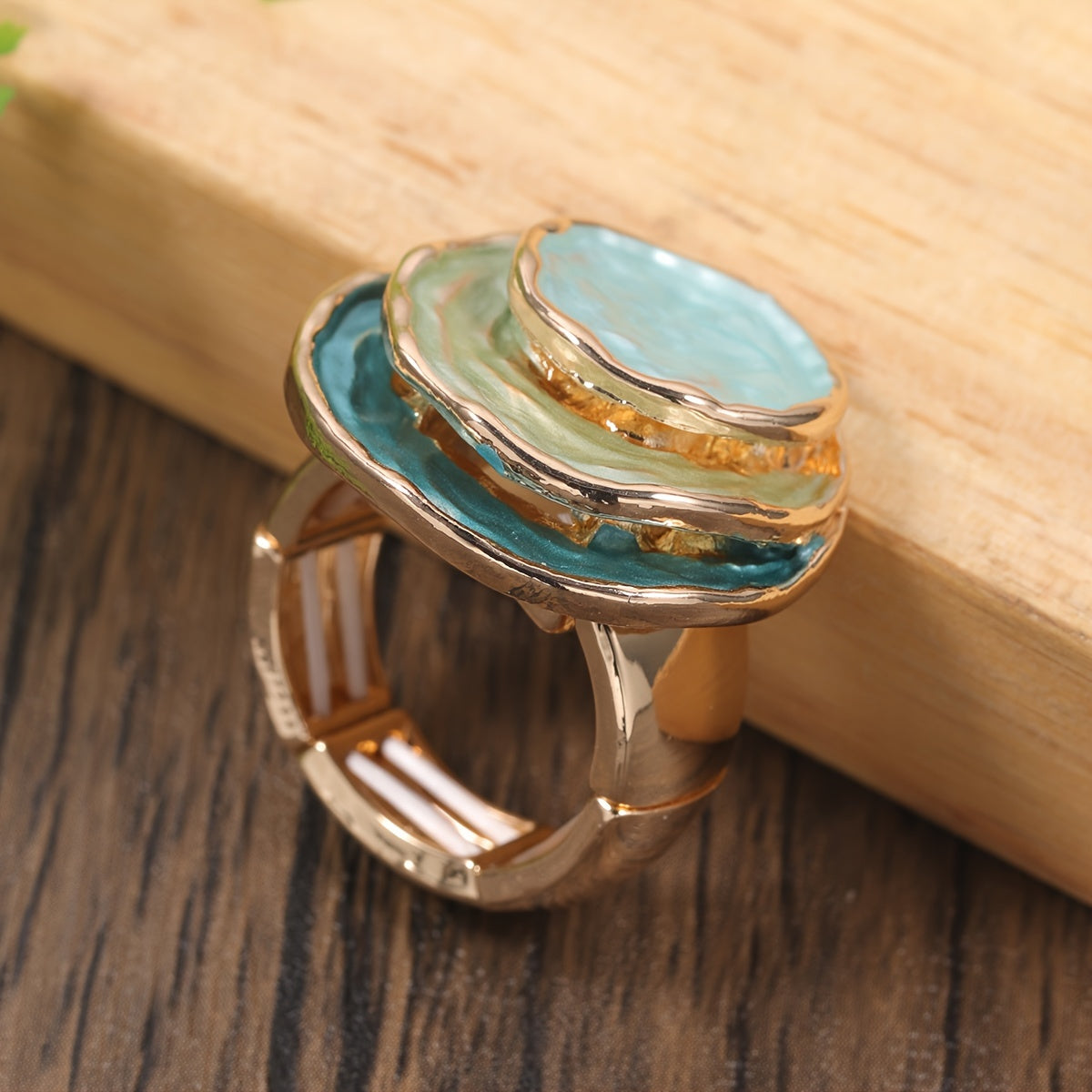 Three-Layered Boho Enamel Ring