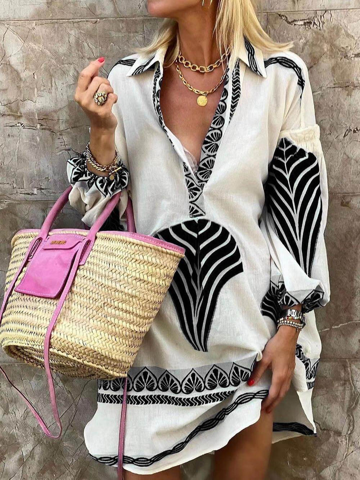 Kristine - Chic Unique Print Mini Dress for the Holidays