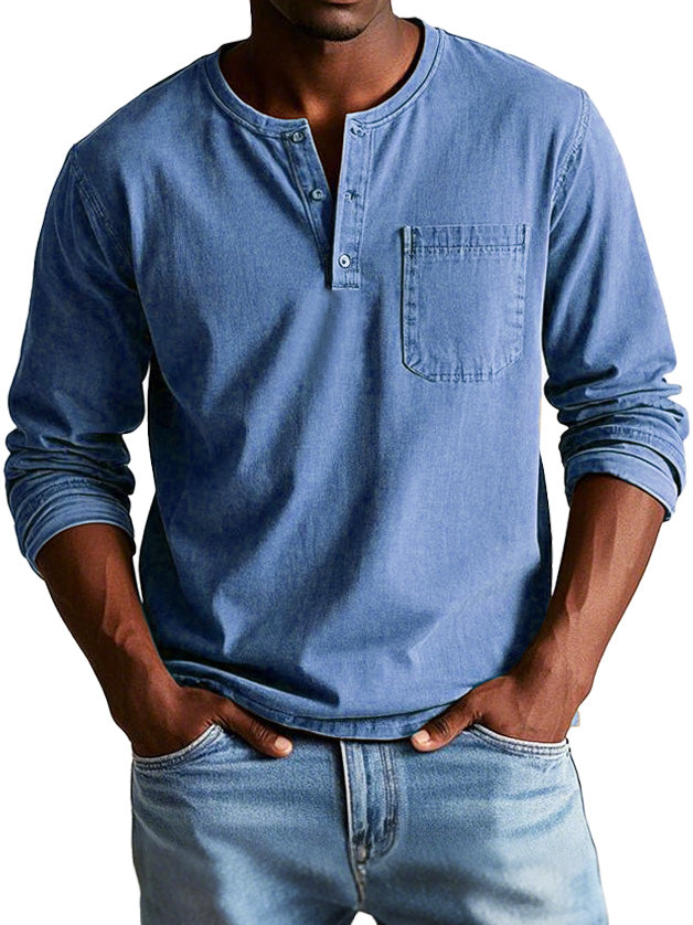 Ellis | Men's Long Sleeve Vintage Henley Shirt