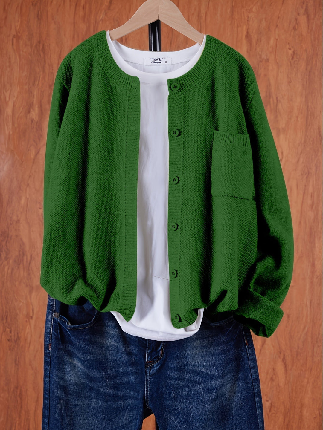 Eugenia | Women's Round Neck Cardigan with Buttons and Pocket