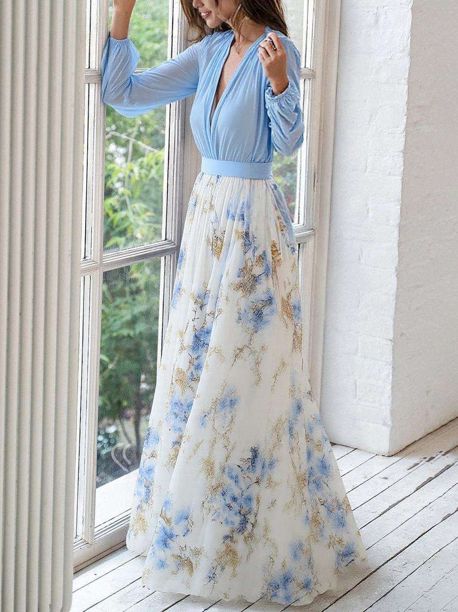 Jewel | Women's Mini Long Dress with Floral Print and Belt