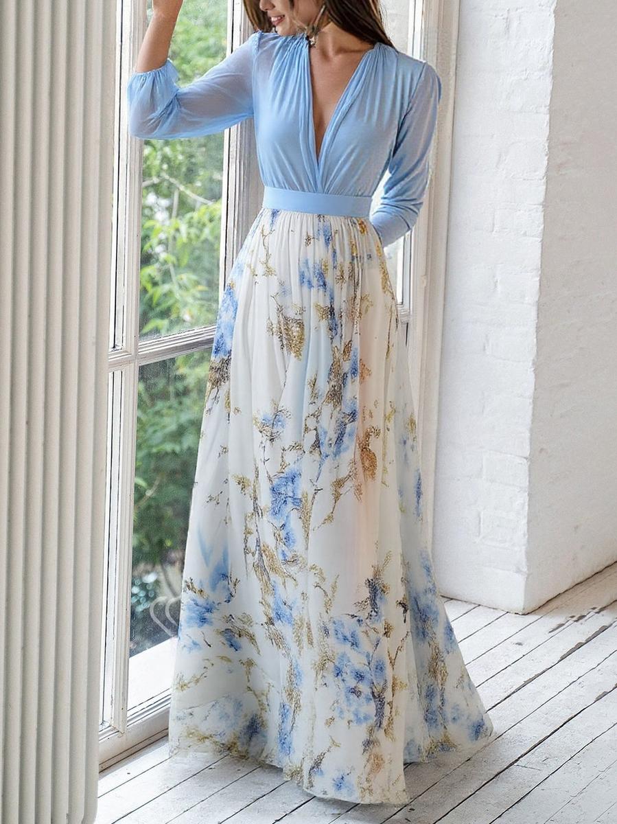 Jewel | Women's Mini Long Dress with Floral Print and Belt