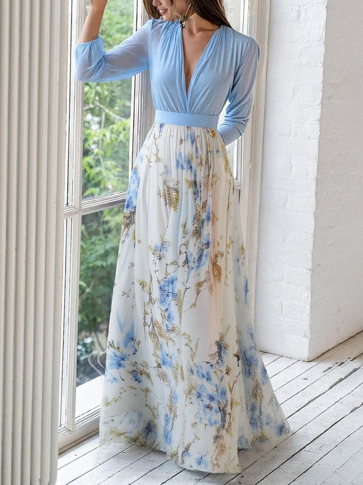 Jewel | Women's Mini Long Dress with Floral Print and Belt