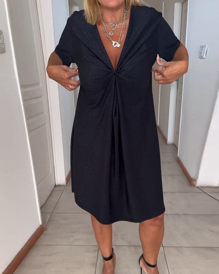Els | Women's Mini Dress with Short Sleeves and V-Neck