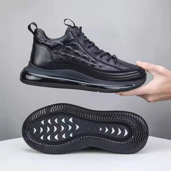 Men's Crocodile Print Lace-Up Sneakers
