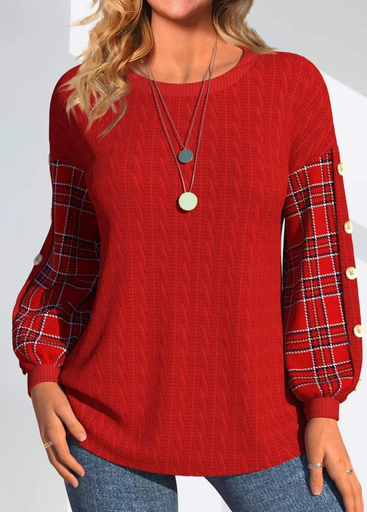 Ida | Women's with Checked Sleeves and Buttons