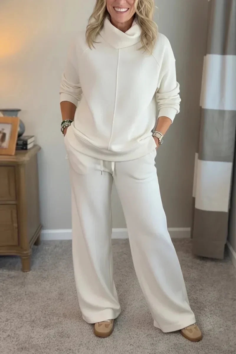 Aivra | Women's Turtleneck Long Sleeve Wide-Leg Two Piece Set with Pockets