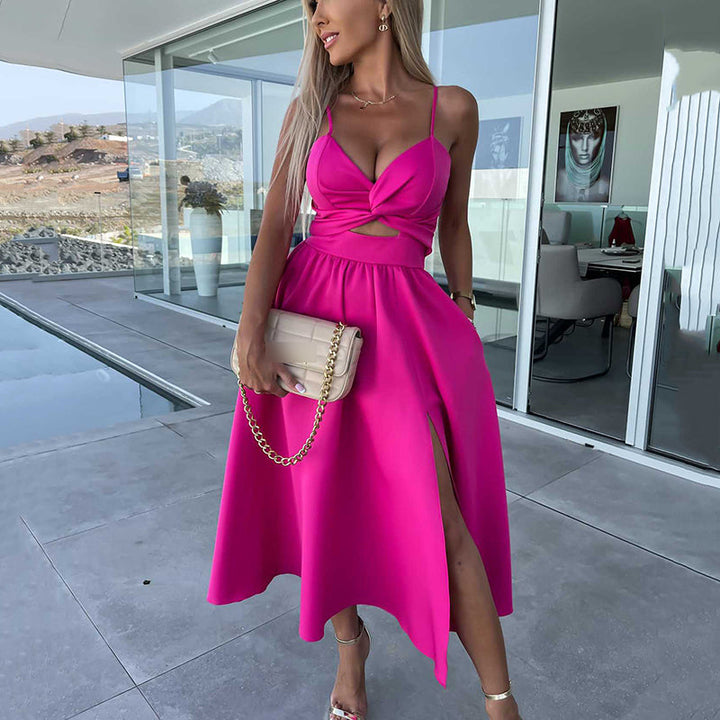 Chloe | Women's High Slit Spaghetti Strap Dress with Side Slit