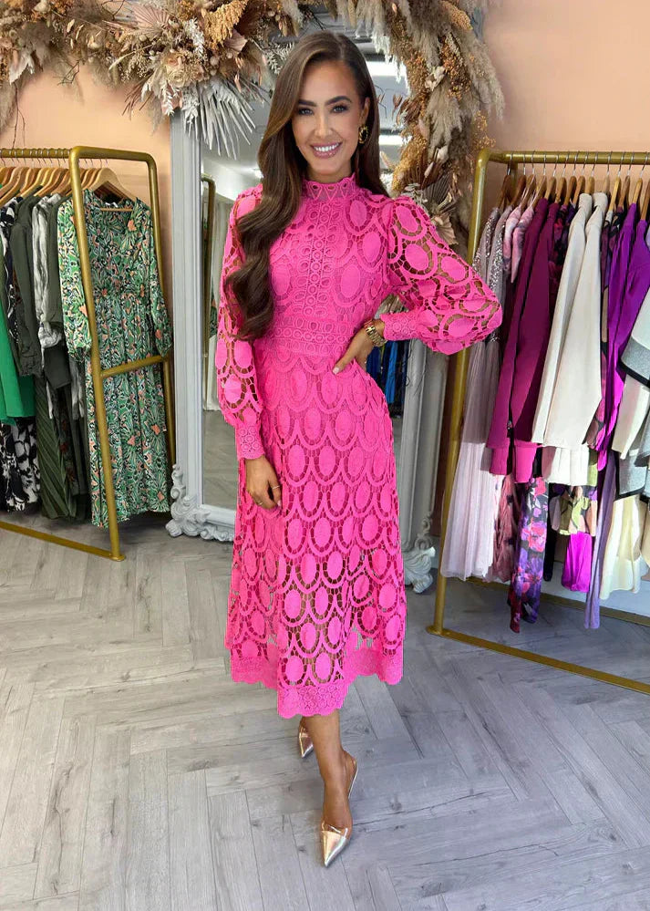 Lennon | Women's Maxi Stand Collar Hollow Out Long Dress
