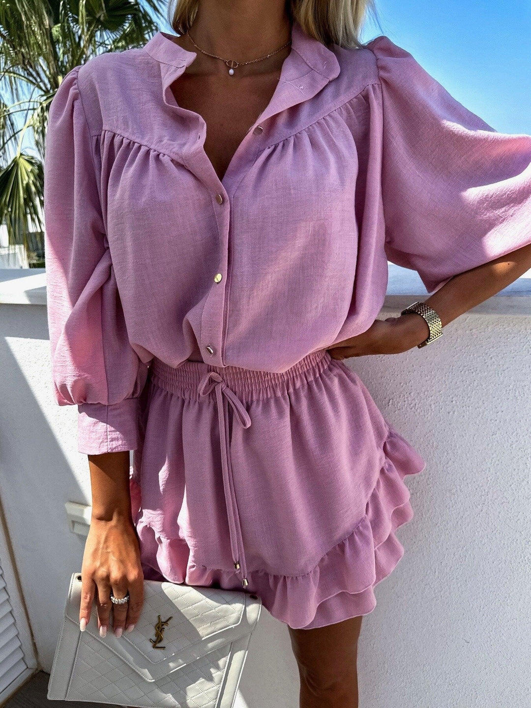 Emalia | Women's Relaxed Chic Fashion Set with Buttons