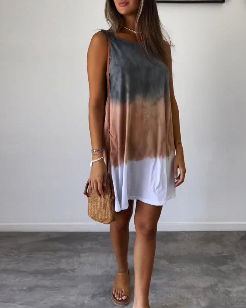 Josie | Women's Sleeveless Tie-Dye Gradient Tie Dye Print Mini Dress