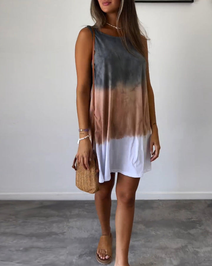 Josie | Women's Sleeveless Tie-Dye Gradient Tie Dye Print Mini Dress