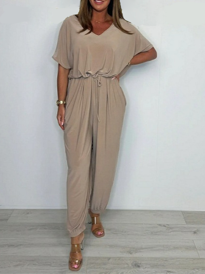 Cora | Women's V-Neck Tie Jumpsuit