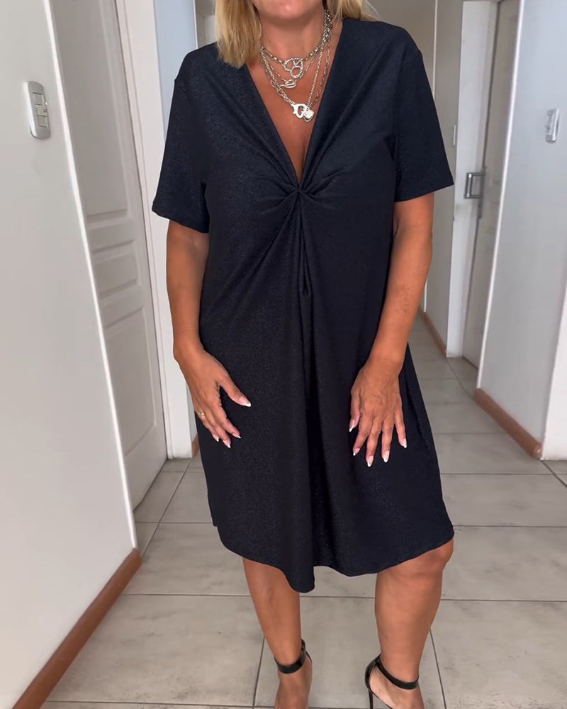 Els | Women's Mini Dress with Short Sleeves and V-Neck