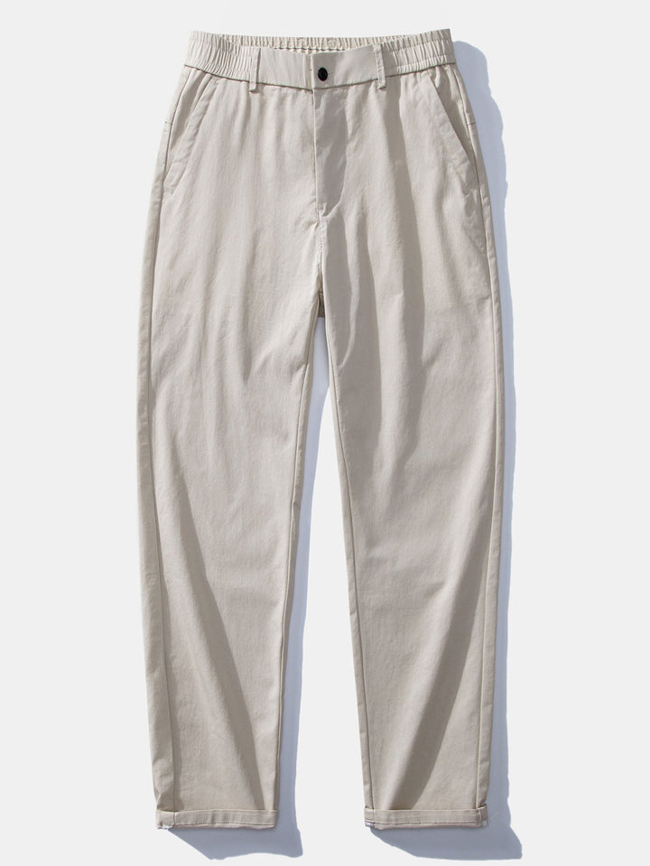 Men's Short Sleeve Zip Polo & Elastic-Waist Straight-Leg Pants Set