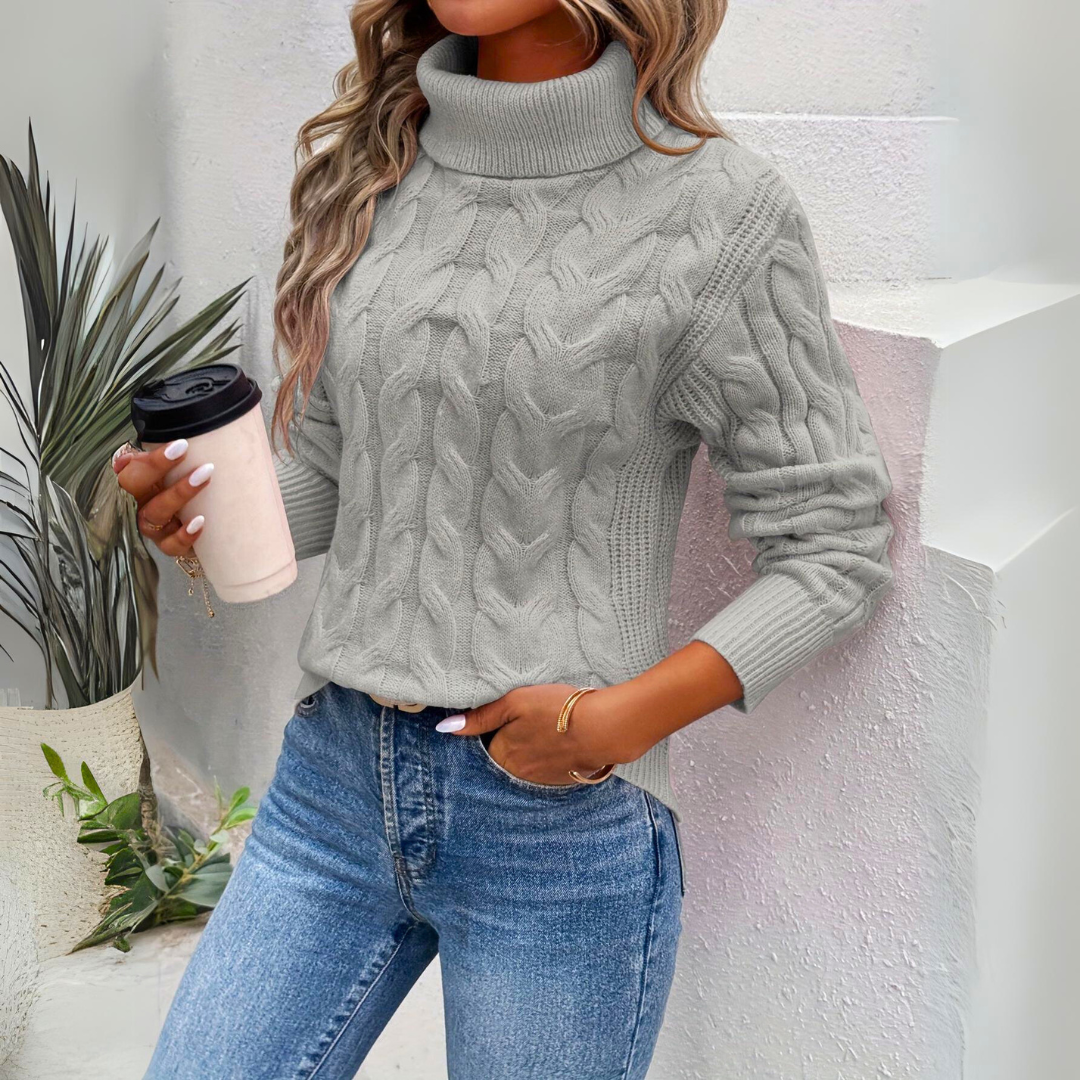 Emma - Fashionable Knit High Collar Sweater