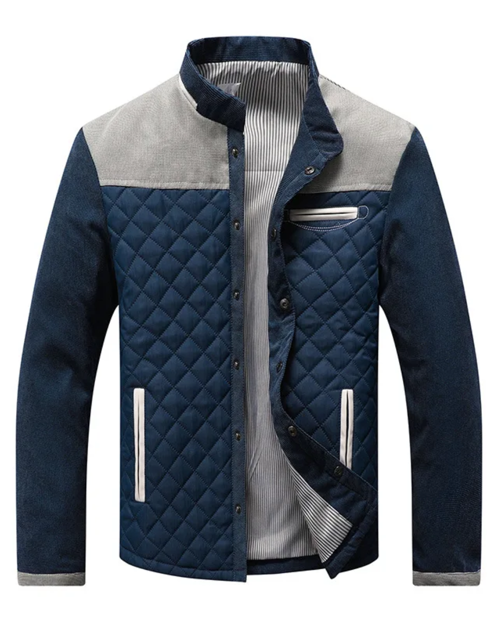Men's Long Sleeve Jacket with Pockets and Buttons