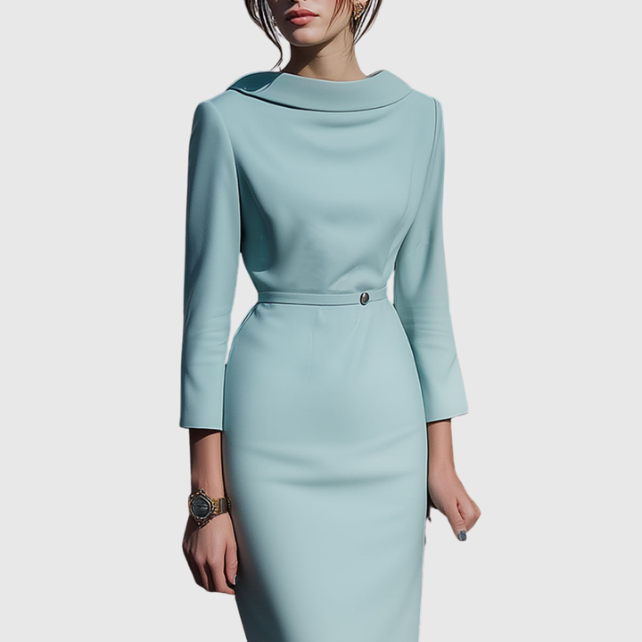 Alice - Elegant Draped Midi Pencil Dress