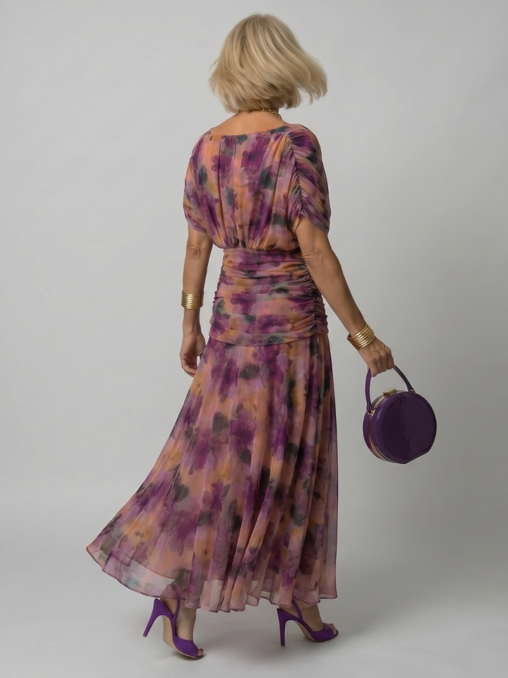 Calen | Elegant Off-Shoulder Midi Dress with Flowing Design