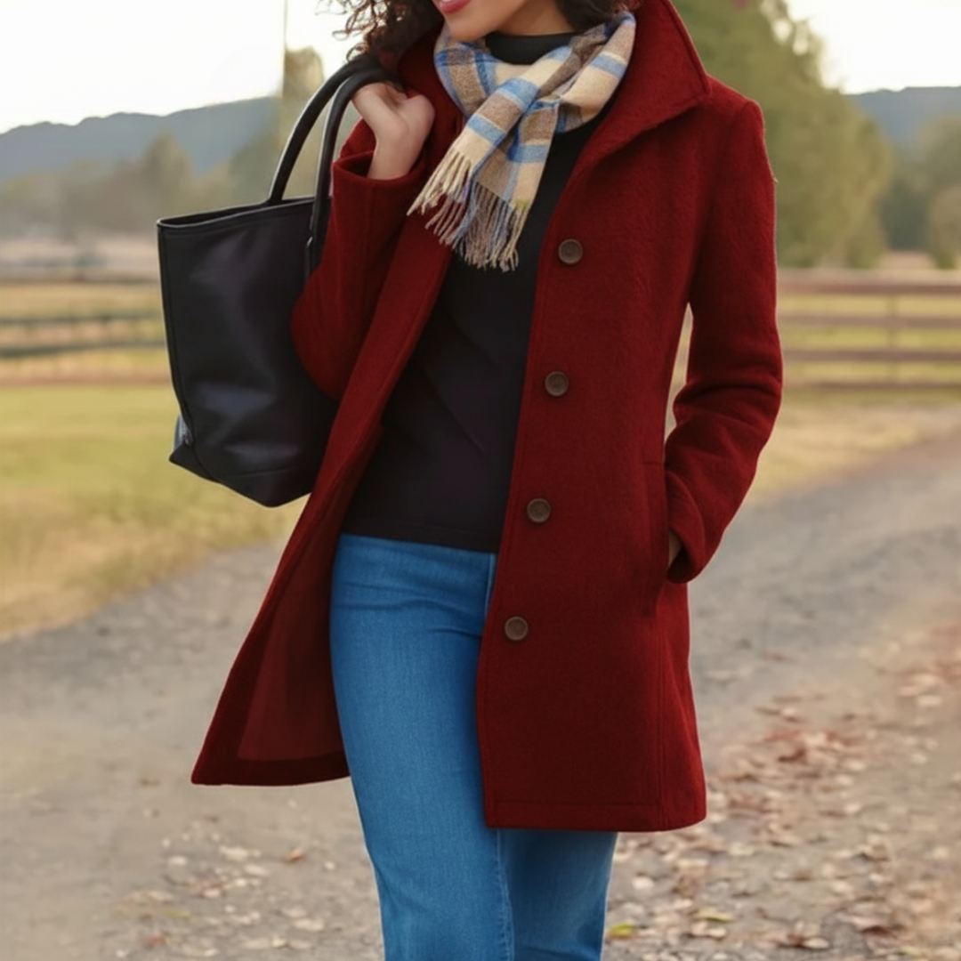 Vera | Women's Classic Mid-Length Button Coat with Buttons