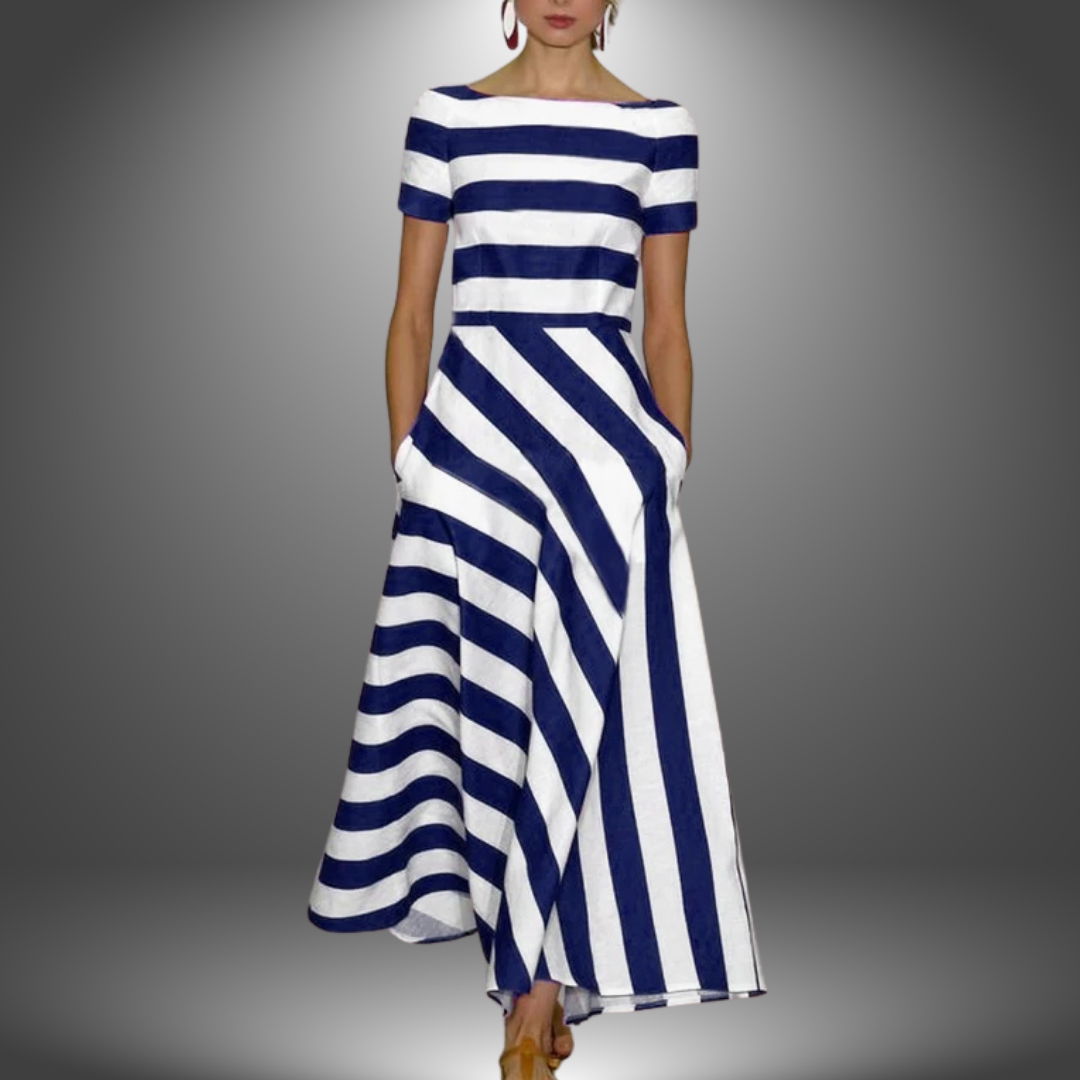 Natalia | Women's Long Stripe Dress, Handmade